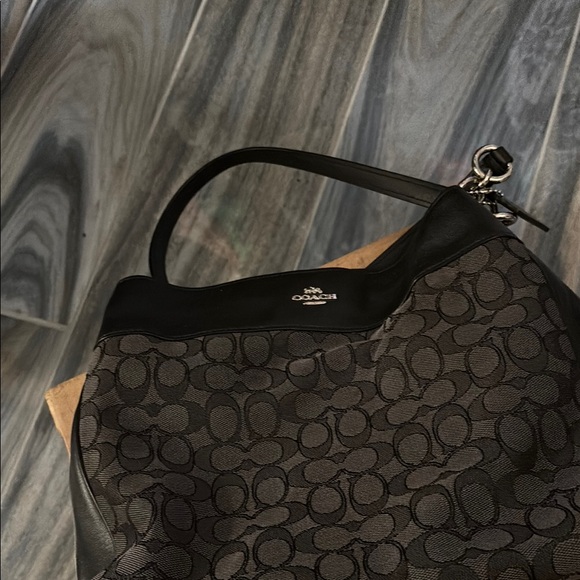Coach Black and Brown Signature Shoulder Bag